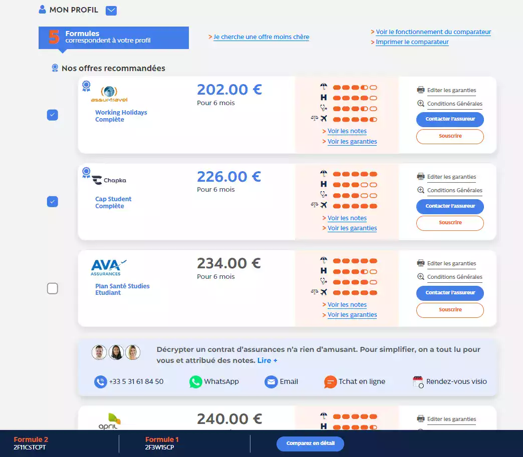 tableau comparatif
