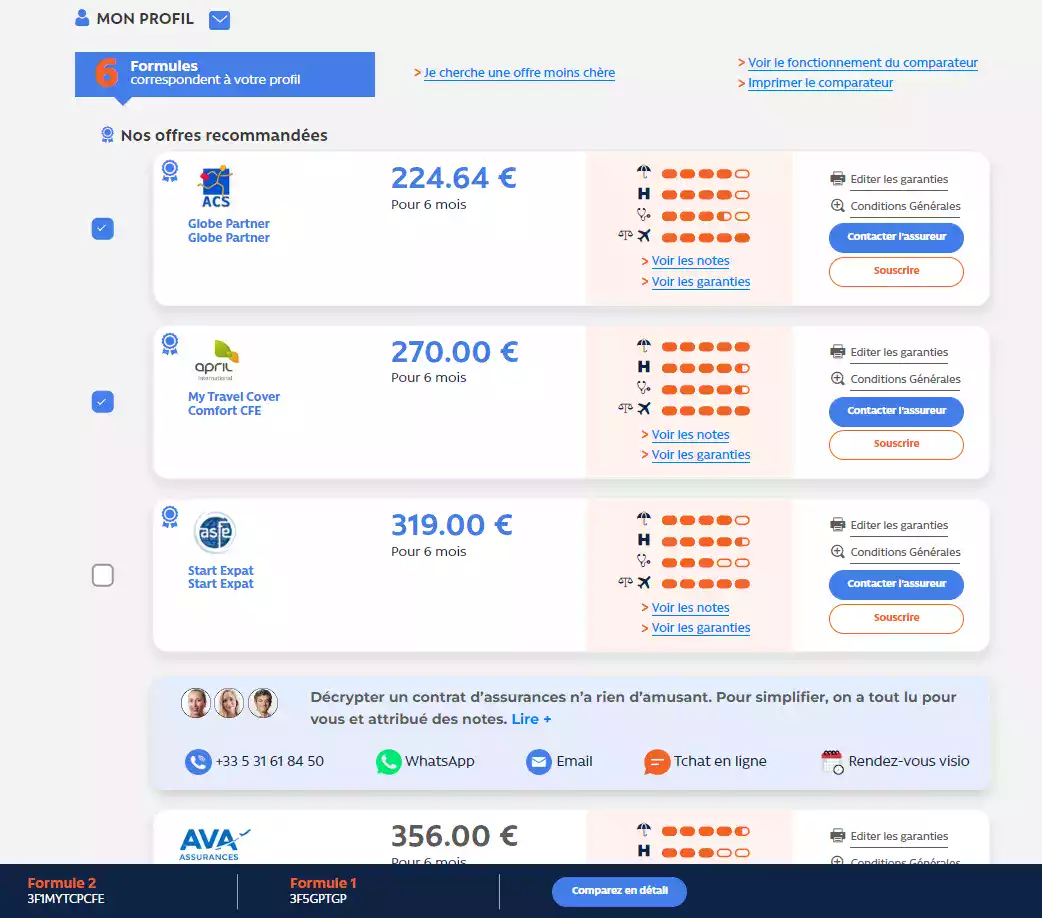 tableau comparatif